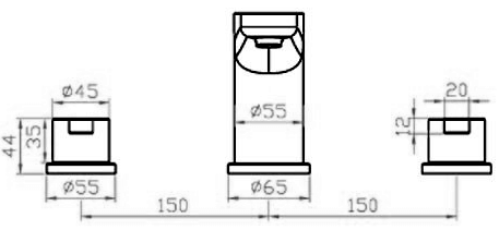 Technical image of Mayfair Eion 5 Tap Hole Bath Shower Mixer Tap With Shower Kit (Chrome).