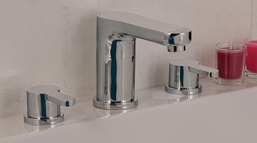 Example image of Mayfair Eion 3 Hole Basin & 5 Hole Bath Shower Mixer Tap Set (Chrome).