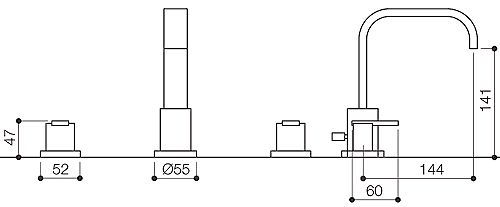 Technical image of Mayfair Flow 3 Tap Hole Bath Filler Tap (Chrome).