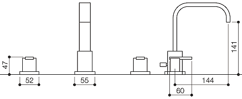 Technical image of Mayfair Flow 3 Tap Hole Basin Mixer Tap With Click-Clack Waste (Chrome).