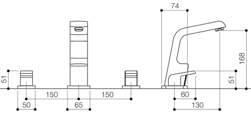 Technical image of Mayfair Garcia 3 Tap Hole Basin Mixer Tap With Click-Clack Waste (Chrome).