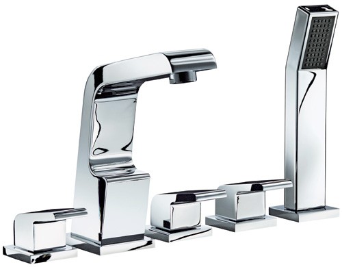 Larger image of Mayfair Garcia 5 Tap Hole Bath Shower Mixer Tap With Shower Kit (Chrome).