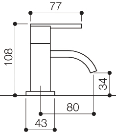 Technical image of Mayfair Ice Fall Lever Basin Taps (Pair, Chrome).