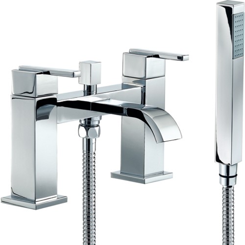 Larger image of Mayfair Ice Fall Lever Bath Shower Mixer Tap With Shower Kit (Chrome).
