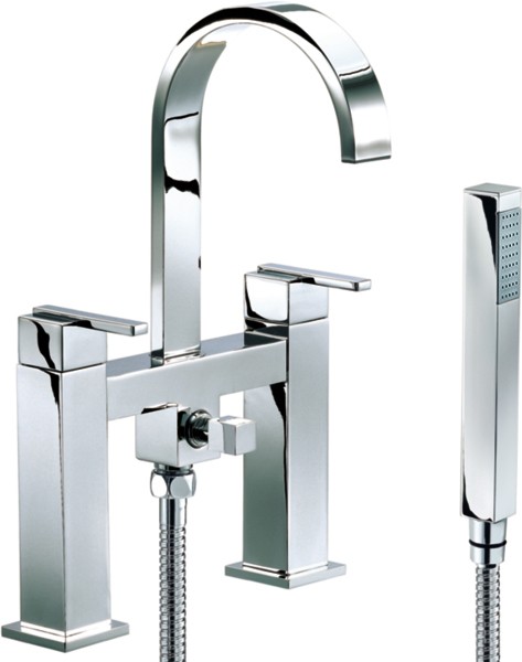 Larger image of Mayfair Ice Fall Lever Bath Shower Mixer Tap With Shower Kit (High Spout).
