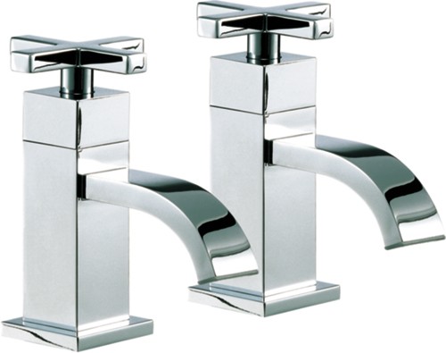 Larger image of Mayfair Ice Fall Cross Basin Taps (Pair, Chrome).