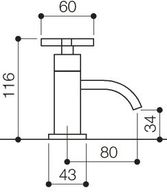 Technical image of Mayfair Ice Fall Cross Basin Taps (Pair, Chrome).