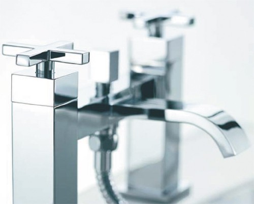 Example image of Mayfair Ice Fall Cross Bath Shower Mixer Tap With Shower Kit (Chrome).