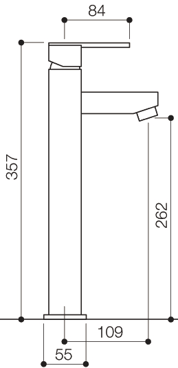 Technical image of Mayfair Ice Quad Lever Basin Mixer Tap, Freestanding, 357mm High.