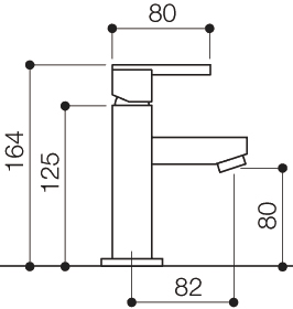 Technical image of Mayfair Ice Quad Lever Cloakroom Mono Basin Mixer Tap, 164mm High.