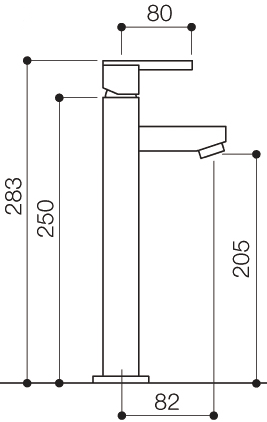 Technical image of Mayfair Ice Quad Lever Cloakroom Mono Basin Mixer Tap, 283mm High.