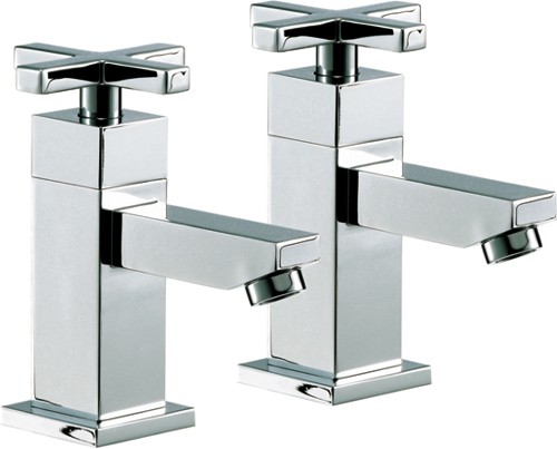 Larger image of Mayfair Ice Quad Cross Basin Taps (Pair, Chrome).