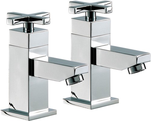 Larger image of Mayfair Ice Quad Cross Bath Taps (Pair, Chrome).