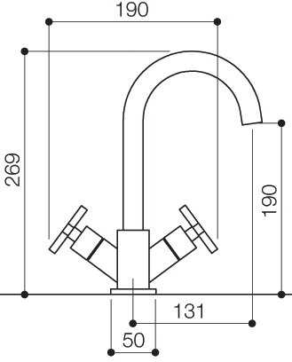 Technical image of Mayfair Ice Quad Cross Mono Basin Mixer Tap With Pop Up Waste (Chrome).