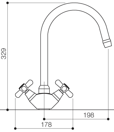 Technical image of Mayfair Kitchen Nostalgia Monoblock Kitchen Tap With Swivel Spout (Chrome).