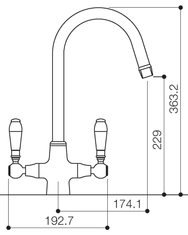 Technical image of Mayfair Kitchen Marseille Monoblock Kitchen Tap With Swivel Spout (Chrome).