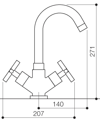 Technical image of Mayfair Kitchen Apollo Monoblock Kitchen Tap With Swivel Spout (Chrome).