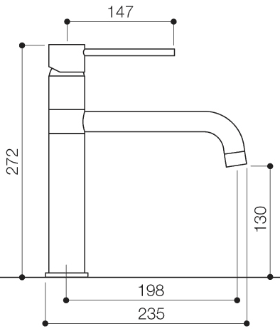 Technical image of Mayfair Kitchen Ascot High Rise Kitchen Mixer Tap With Swivel Spout (Chrome).