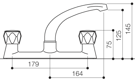 Technical image of Mayfair Kitchen Alpha Deck Sink Mixer Tap With Swivel Spout (Chrome).