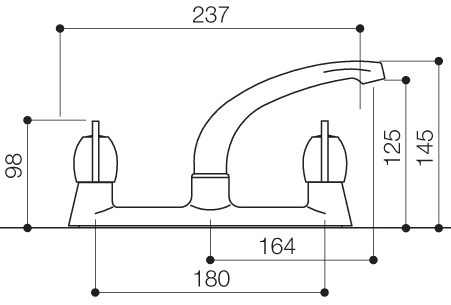 Technical image of Mayfair Kitchen Alpha Lever Deck Sink Mixer Tap With Swivel Spout (Chrome).