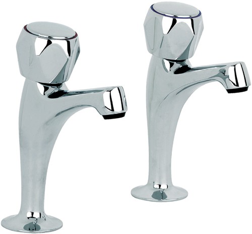 Larger image of Mayfair Kitchen Alpha High Neck Kitchen Pillar Taps (Pair, Chrome).