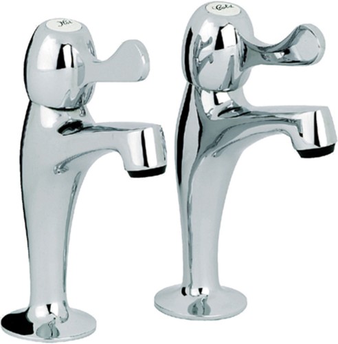 Larger image of Mayfair Kitchen Alpha Lever High Neck Kitchen Pillar Taps (Pair, Chrome).