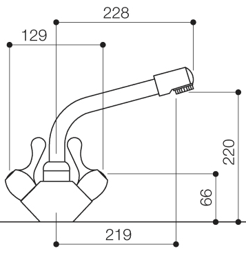 Technical image of Mayfair Kitchen Alpha Lever Monoblock Kitchen Tap With Swivel Spout.