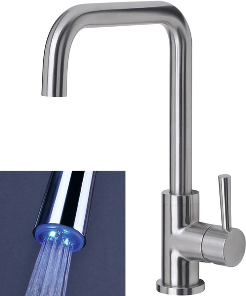 Larger image of Mayfair Kitchen Melo Glo Kitchen Tap With LED Spout Lights (Stainless Steel).