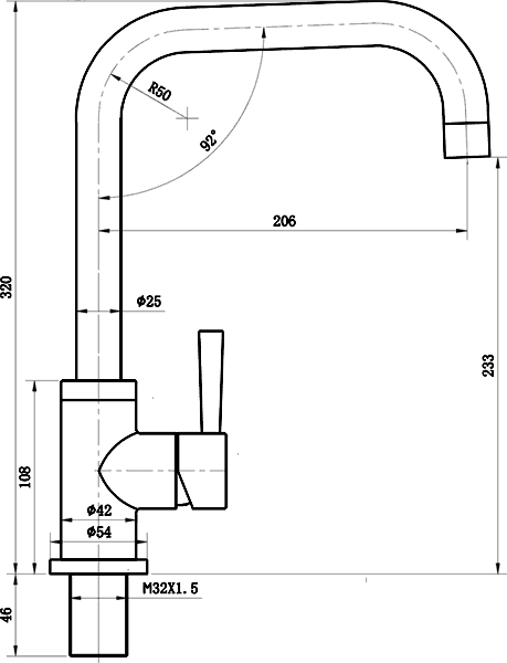 Technical image of Mayfair Kitchen Melo Glo Kitchen Tap With LED Spout Lights (Stainless Steel).