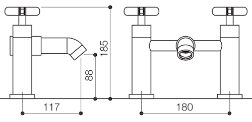 Technical image of Mayfair Loli Bath Filler Tap (Chrome).