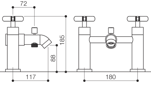 Technical image of Mayfair Loli Bath Shower Mixer Tap With Shower Kit (Chrome).