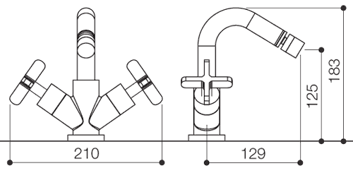 Technical image of Mayfair Loli Mono Bidet Mixer Tap With Pop-Up Waste (Chrome).