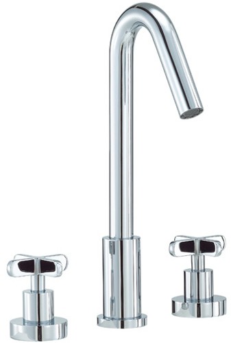 Larger image of Mayfair Loli 3 Tap Hole Basin Mixer Tap With Pop-Up Waste (Chrome).