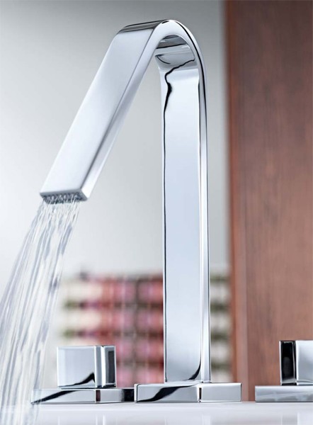 Example image of Mayfair Milo 3 Tap Hole Basin Mixer Tap With Click-Clack Waste (Chrome).