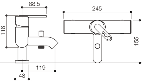 Technical image of Mayfair Zoom Bath Shower Mixer Tap With Shower Kit (Chrome).