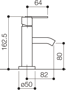 Technical image of Mayfair Zoom Cloakroom Mono Basin Mixer Tap, 163mm High.