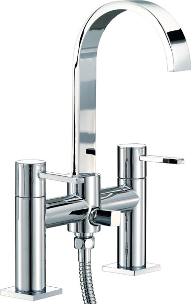 Larger image of Mayfair Wave Bath Shower Mixer Tap With Shower Kit (High Spout).