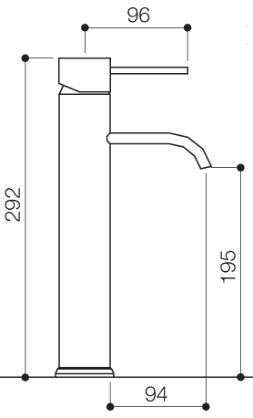 Technical image of Mayfair Wave Basin Mixer Tap, Freestanding, 292mm High (Chrome).