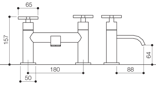 Technical image of Mayfair Surf Bath Filler Tap (Chrome).