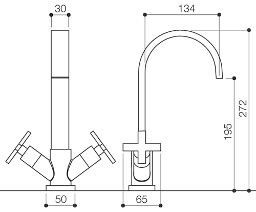 Technical image of Mayfair Surf Mono Basin Mixer Tap With Pop-Up Waste (Chrome).