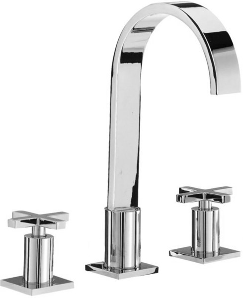 Larger image of Mayfair Surf 3 Tap Hole Basin Mixer Tap With Pop-Up Waste (Chrome).