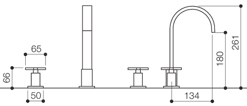 Technical image of Mayfair Surf 3 Tap Hole Basin Mixer Tap With Pop-Up Waste (Chrome).