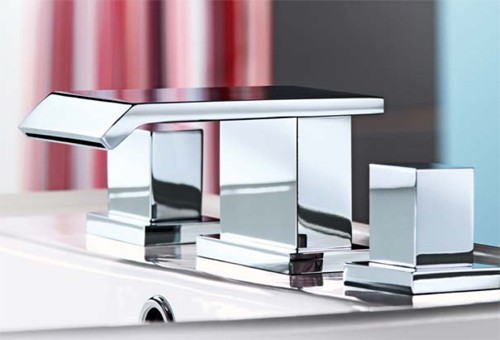 Example image of Mayfair Rio 3 Tap Hole Waterfall Basin Mixer Tap With Click-Clack Waste (Chrome).