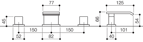 Technical image of Mayfair Rio 3 Tap Hole Waterfall Basin Mixer Tap With Click-Clack Waste (Chrome).