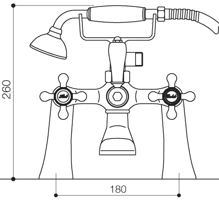 Technical image of Mayfair Ritz Basin & Bath Shower Mixer Tap Pack With Wastes.