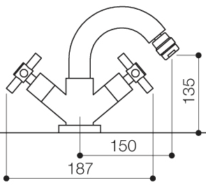 Technical image of Mayfair Series C Mono Bidet Mixer Tap With Pop-Up Waste (Chrome).