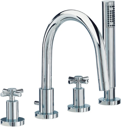 Larger image of Mayfair Series C 4 Tap Hole Bath Shower Mixer Tap With Shower Kit (Chrome).