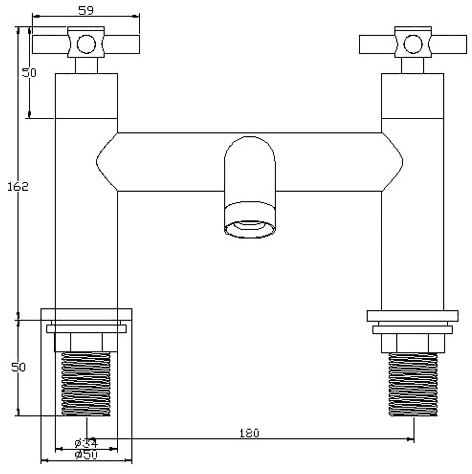 Technical image of Mayfair Series D Bath Filler Tap (Chrome).