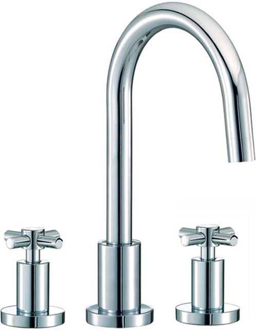 Larger image of Mayfair Series D 3 Tap Hole Basin Mixer Tap With Pop-Up Waste (Chrome).