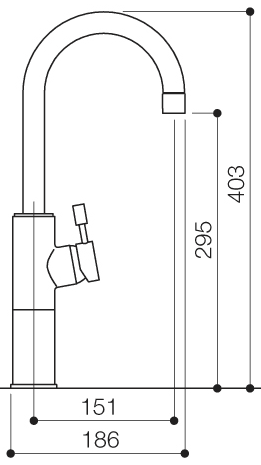 Technical image of Mayfair Kitchen Series High Rise Kitchen Mixer Tap With Swivel Spout (Chrome).